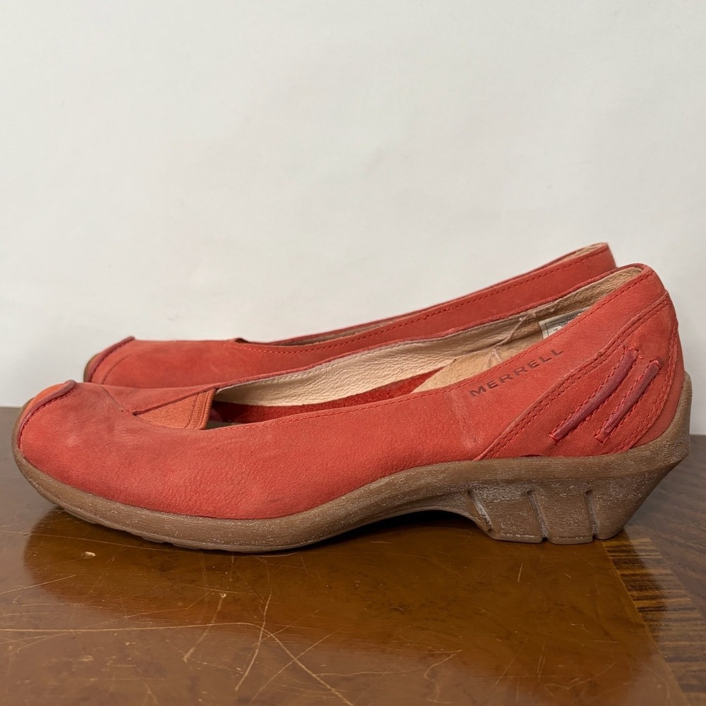 Merrell Isabella Porcelain Rose Suede Comfort Shoes Womens Size 8 Slip On Wedge